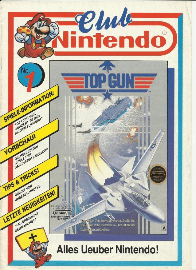 Die Erstausgabe des Club Nintendo Magazins: Ohne Umlaute, dafür Rechtschreibfehler