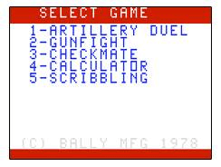 Artillery Duel - ASTROCADE - Bally Astrocade - Titles