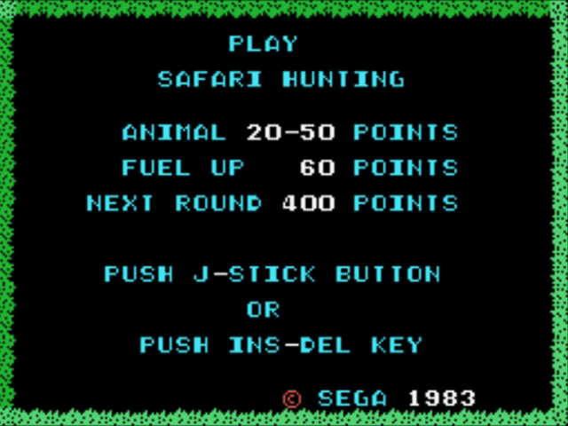 Safari Hunting - SG1000 - Sega SG-1000 - Titles