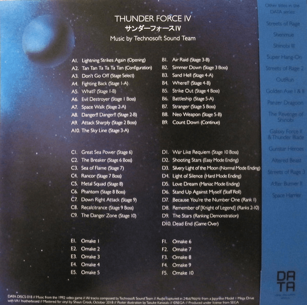 Thunder Force IV - SMD - Sega Mega Drive - Titles