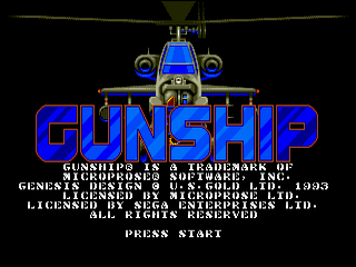 Gunship - SMD - Sega Mega Drive - Titles