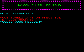 Maison du Pr. Folibus - TO7 - Thomson TO-7/70 - Ingames