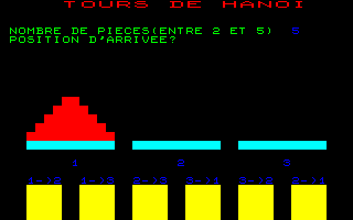 Tours de Hanoi - TO7 - Thomson TO-7/70 - Ingames